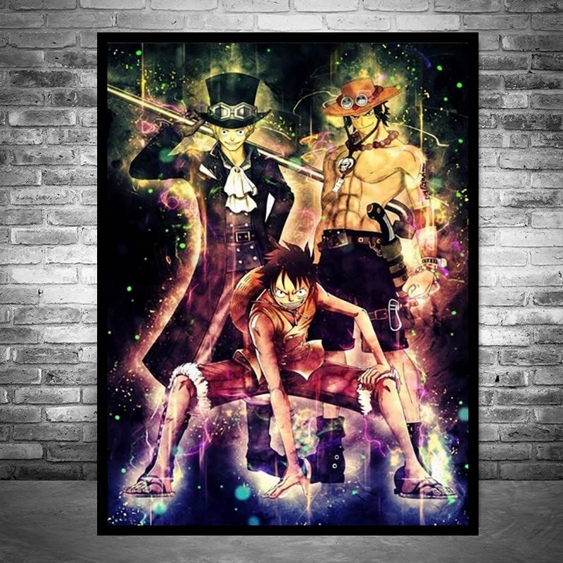 

LCOZX Бриллиантовая живопись Япония Аниме One Piece Luffy Full Drill Square / Круглая вышивка Крестиком Наборы 5D DIY Горный хрусталь Домашний декор