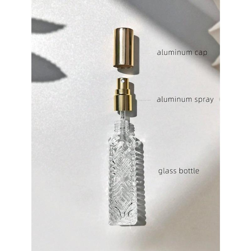 1pc 12ml Aluminum Alloy Spray Head Glass Bottle Diamond Pattern Small Perfume Atomizer Bottle