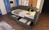 Divano Letto 90x200 cm con Luce di Lettura USB Type-C, Day Bed con 2 Cassetti Contenitori, Struttura Letto con Rete a Doghe in Legno, Velluto, Grigio (Senza materasso)
