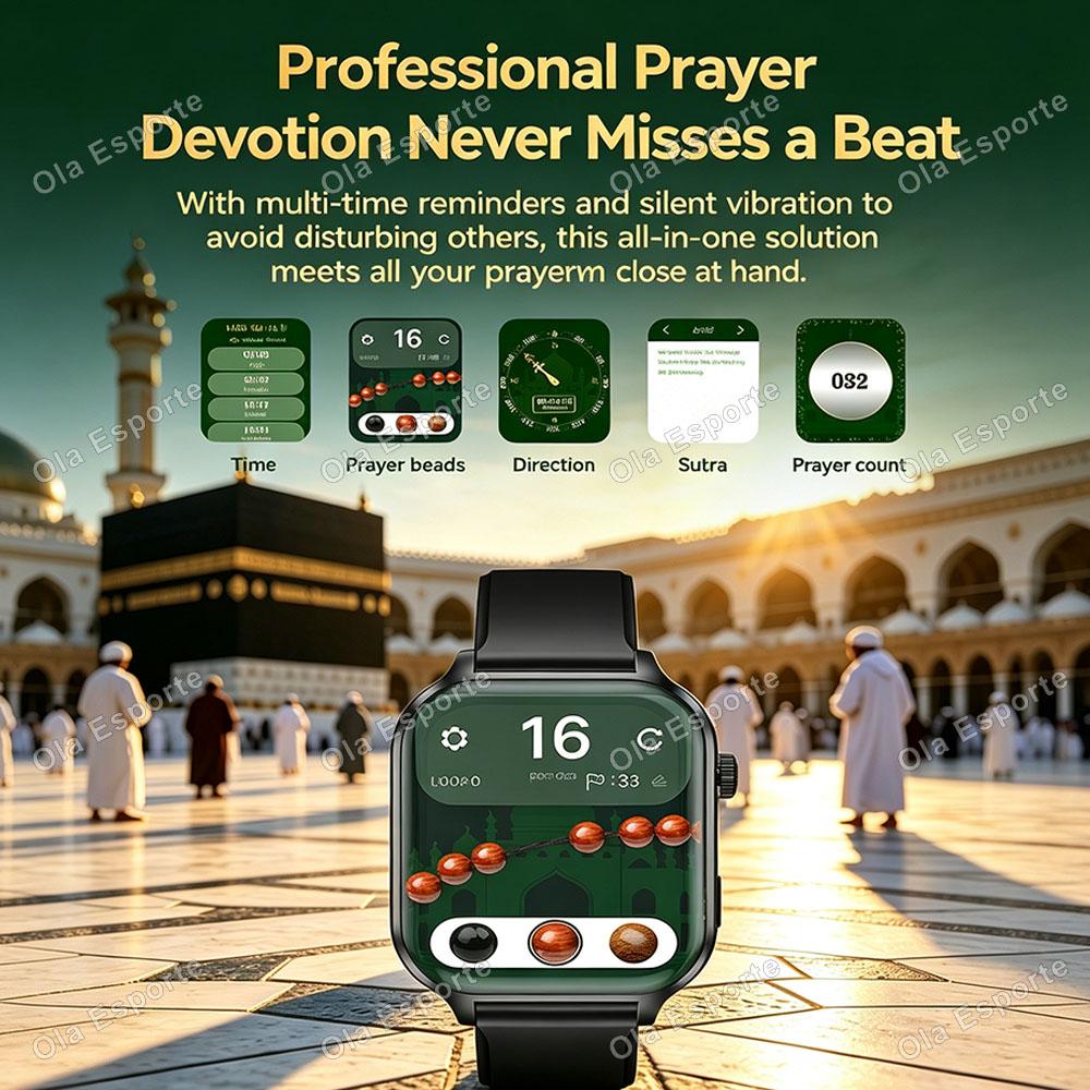 2026 New Muslim Smart Watch Heart Rate Sleep Health Monitor Rosary Pilgrimage Smartwatch Multiple Sports Modes Waterproof H10 2