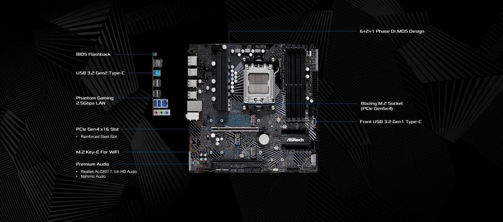 ASRock Motherboard B650M PG Lightning Compatible with AMD Ryzen 7000 Series CPU B650 Micro ATX Motherboard Authorized Distributor (Soket AM5)