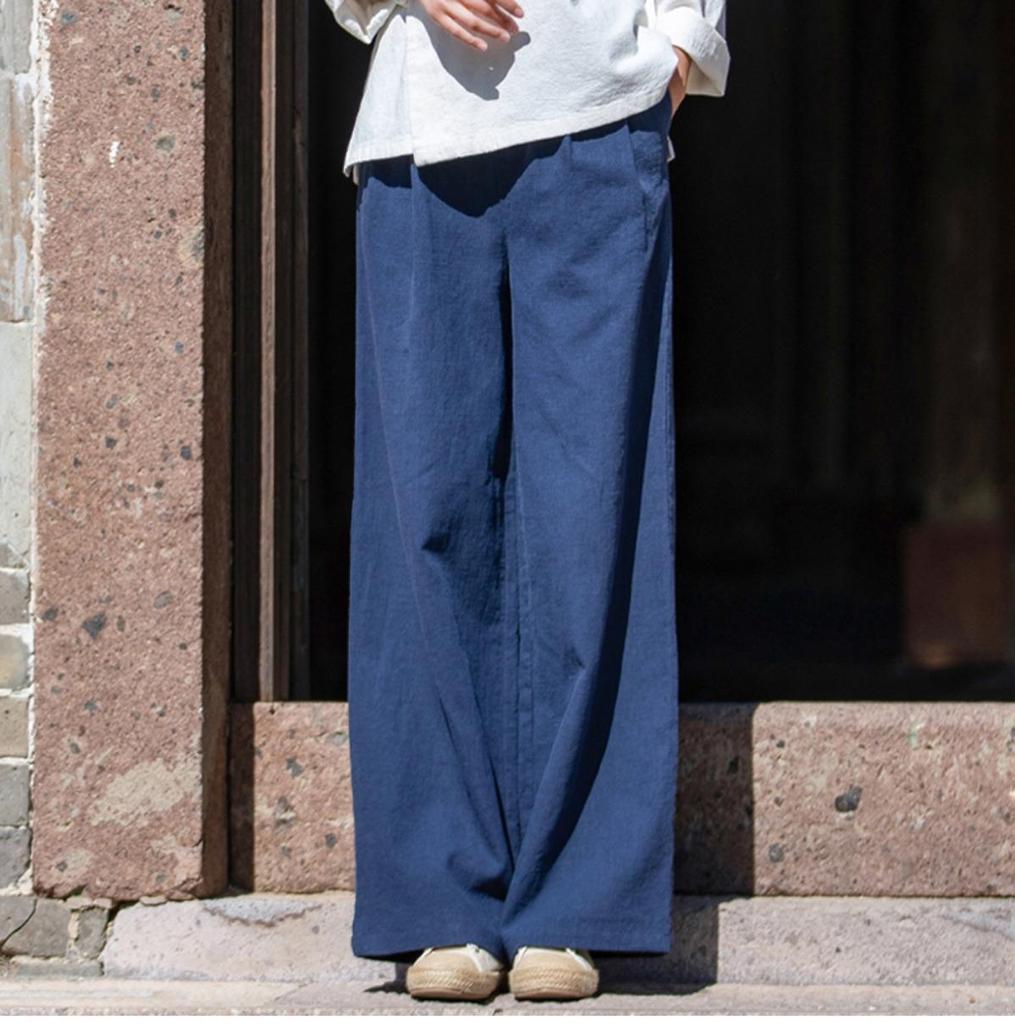 Women's Cotton-Linen Wide-Leg Pants, 2026 Spring/Summer Collection - Artistic and Versatile Long Casual Trousers