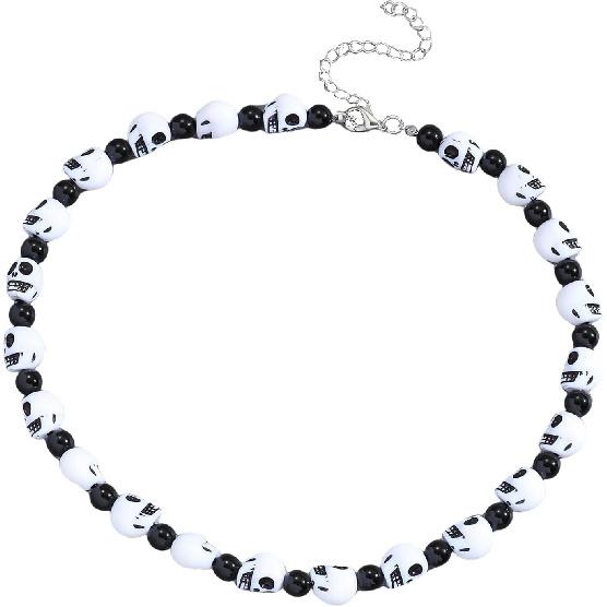 Skull Beads Necklaces Punk Goth Skull Necklace Skeleton Head Beads Skull Beads Necklace Jewelry