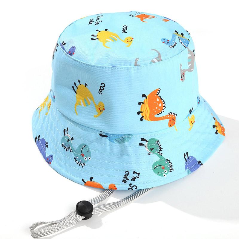 Cartoon Dinosaur Print Baby Bucket Hat Summer Outdoor Kids Boys Girls Sun Hat Cute Toddler Outdoor Beach Fisherman Cap