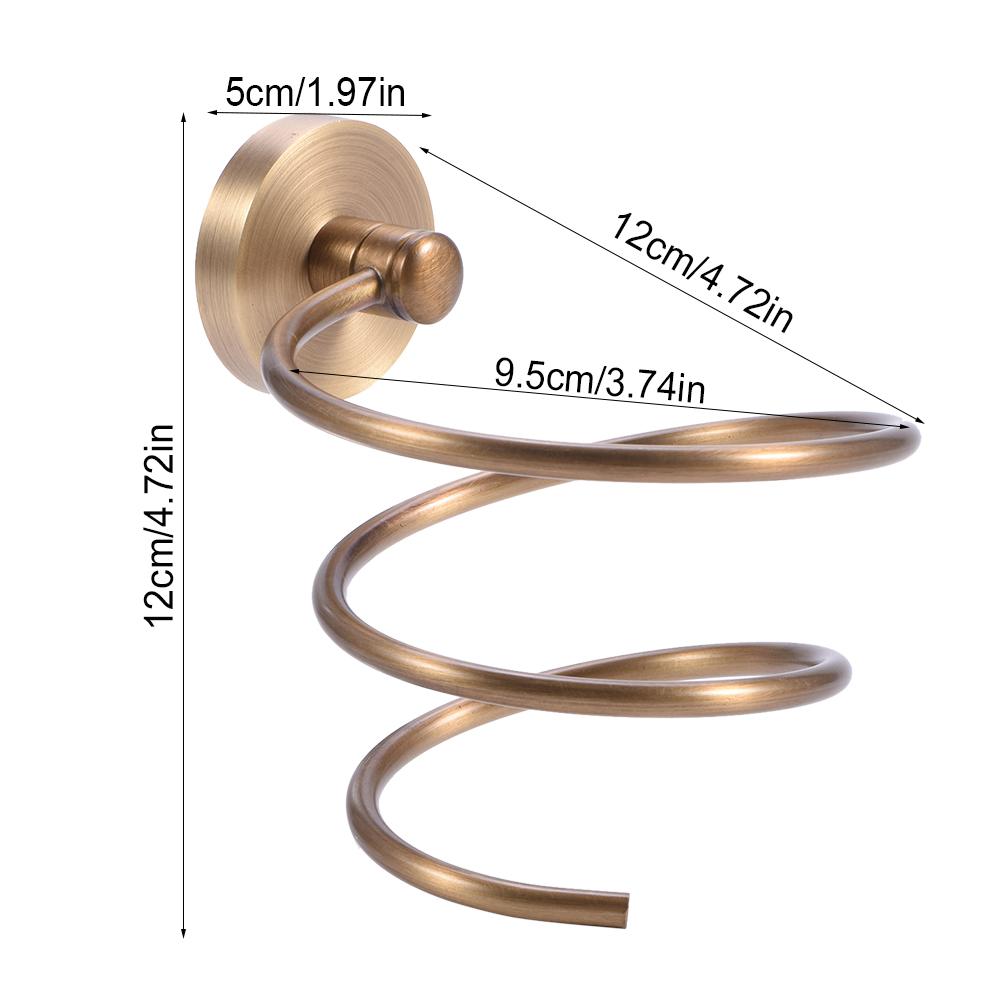 Antik Väggmonterad Massiv Mässing Hårfönshållare Förvaringsställ Badrumsorganisator Hylla