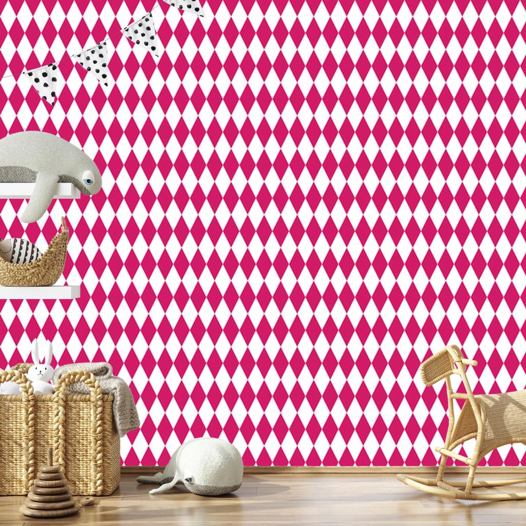Harlequin Diamonds Wallpaper Purple and White for Living Room and Bedroom 50x1000