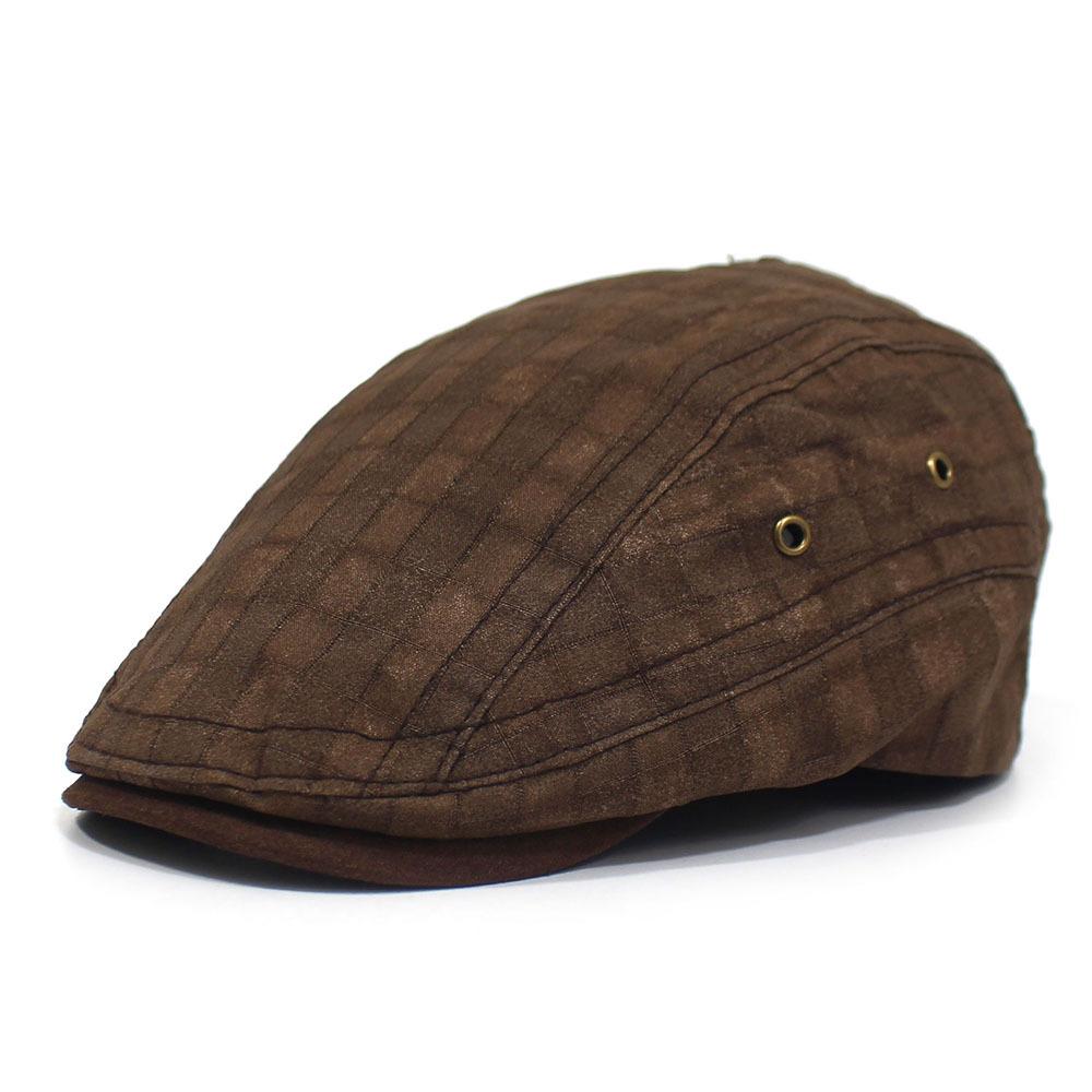 Spring and Autumn Men s Beret Fashion Casual Plaid Cap Back Adjustable Breathable Forward Cap Adjustable