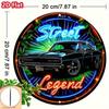 Vintage Neon Muscle Car 2D Flat Metal Art Sign 8x8 Inch Home Garage Decor