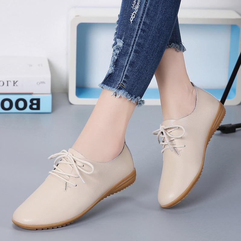 

Великий Розмір Натуральна Шкіра Жіноче Взуття Корейський Стиль Студентські Балетки Білі Жіночі Туфлі з Круглим Носком Повсякденні Одинарні Туфлі Жіночі Трендовий Простий Стиль 41