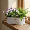 Secchio Fiori in Ferro Stile Vintage Finitura Invecchiata Doppia Maniglia Fioriera Metallica Pentola Decorativa Resistente all'Usura Contenitore per Piante