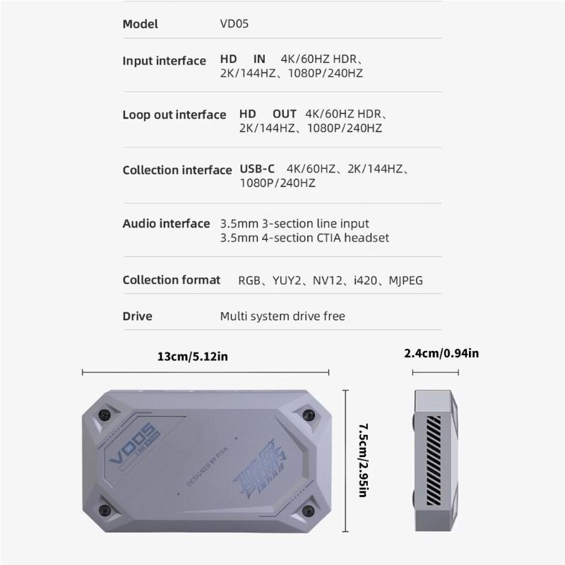 VD05 4K60Hz USB C Video  Card For Smooth Gaming And Streaming With USB C Fast Speed Connection