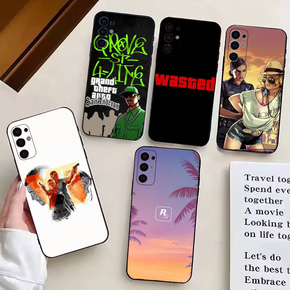 Hot Game GTA R Stars Phone Case Black Silicone Soft For Samsung S25,S24,S21,S22,S23,S30,Ultra,S20,Plus,Fe,Lite