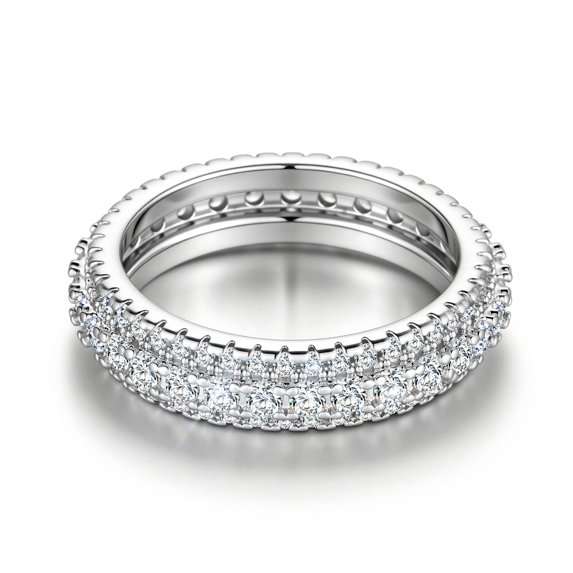 Exaggerated Luxury Unisex Ring, Copper-Plated Platinum Full Of Zircon Jewelry. no. 6