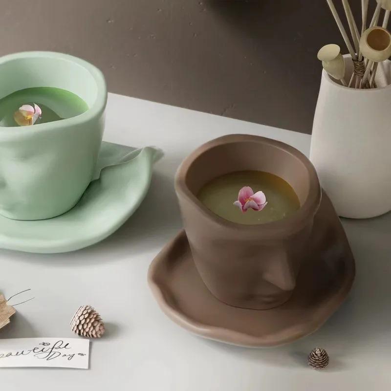 Abstract Face Storage Flowerpot Mold Humanface Mold DIY Epoxy Resin Cement Gypsum Candle Container Cup Silicone Mould Gardening Decorative Crafts