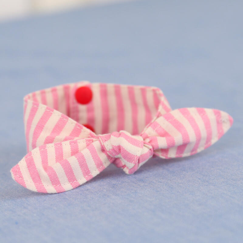 Dog Ribbon Scarf - Striped Pink small - 20cm