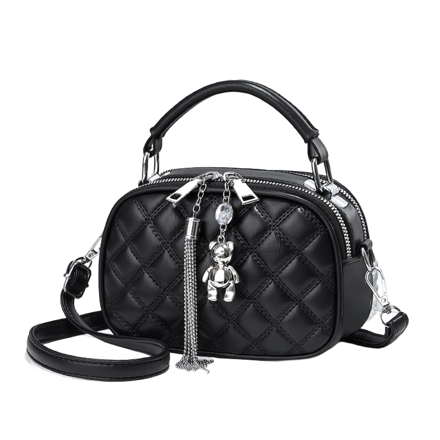 

Welltude Women s Shoulder Bag, Crossbody Bag, Small Mini Bag, Lightweight Pochette, Mini Shoulder Bag, PU Leather (Black)