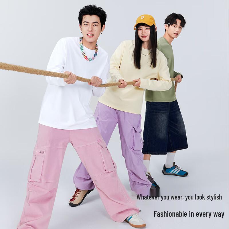 MINISO Men's Pure Cotton Loose Fit Long Sleeve T-Shirt