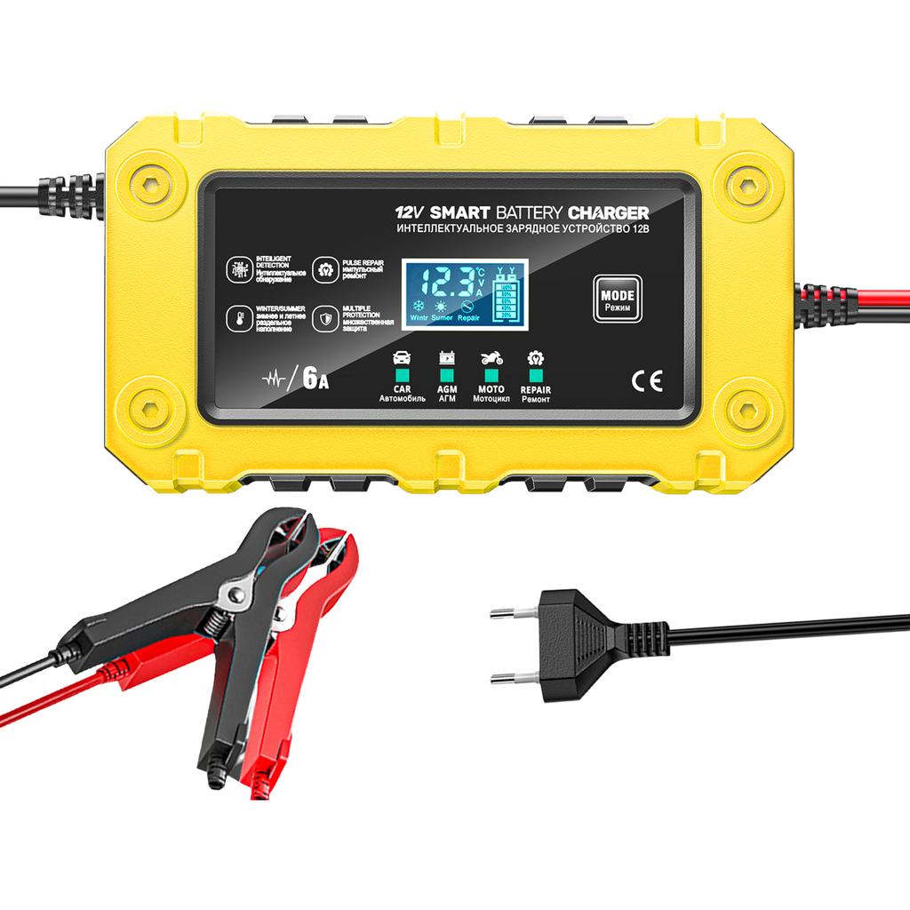 6A 12V Car Battery Charger Battery Maintainer Trickle Charger Smart Charger for Auto Motorcycle Lead-Acid AGM GEL Batteries