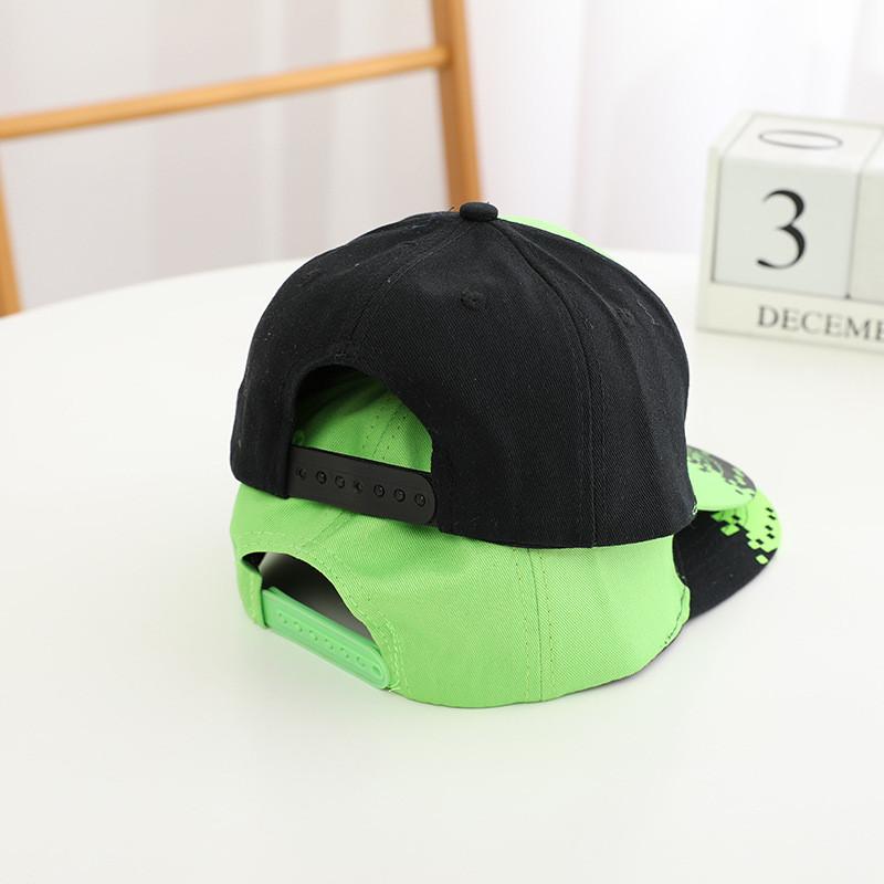 Pattern Minecraft Kids Cotton Baseball Cap With Flat Brim Sunshade For Outdoor