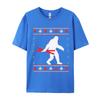 Christmas Bigfoot Skier Carrying Ski Tshirts Funny Gift Tshirts Novelty Printed Tee Tops Cotton Tops