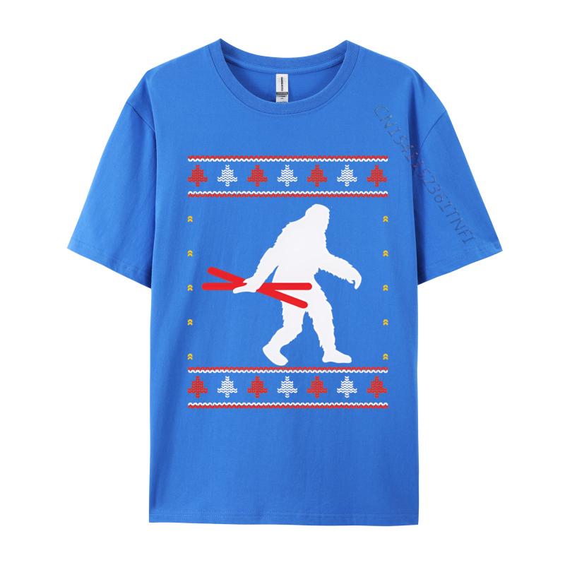 Christmas Bigfoot Skier Carrying Ski Tshirts Funny Gift Tshirts Novelty Printed Tee Tops Cotton Tops