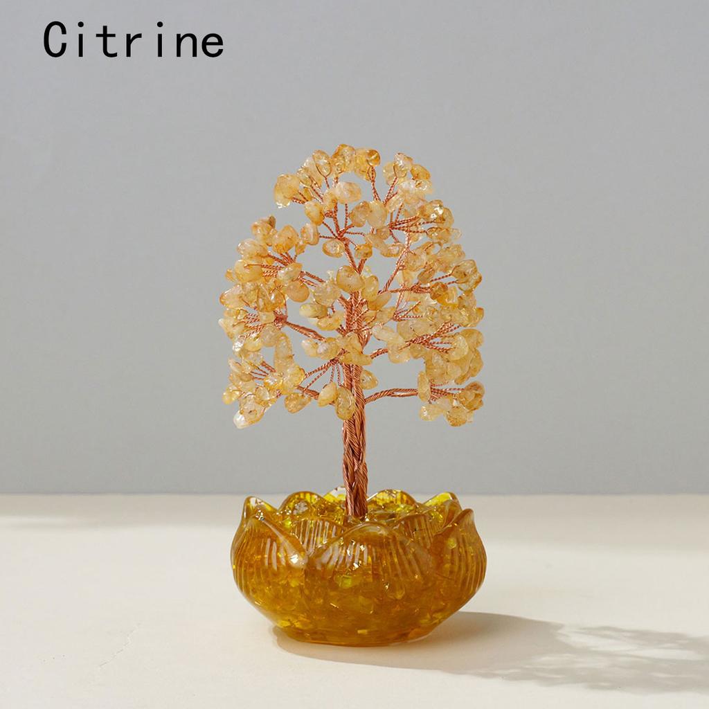 1 Stück Naturkristall Citrin Amethyst Baum Harz Lotusbasis Reiki Heimdeko Schlafzimmer Dekoration Halloween Weihnachtsgeschenk
