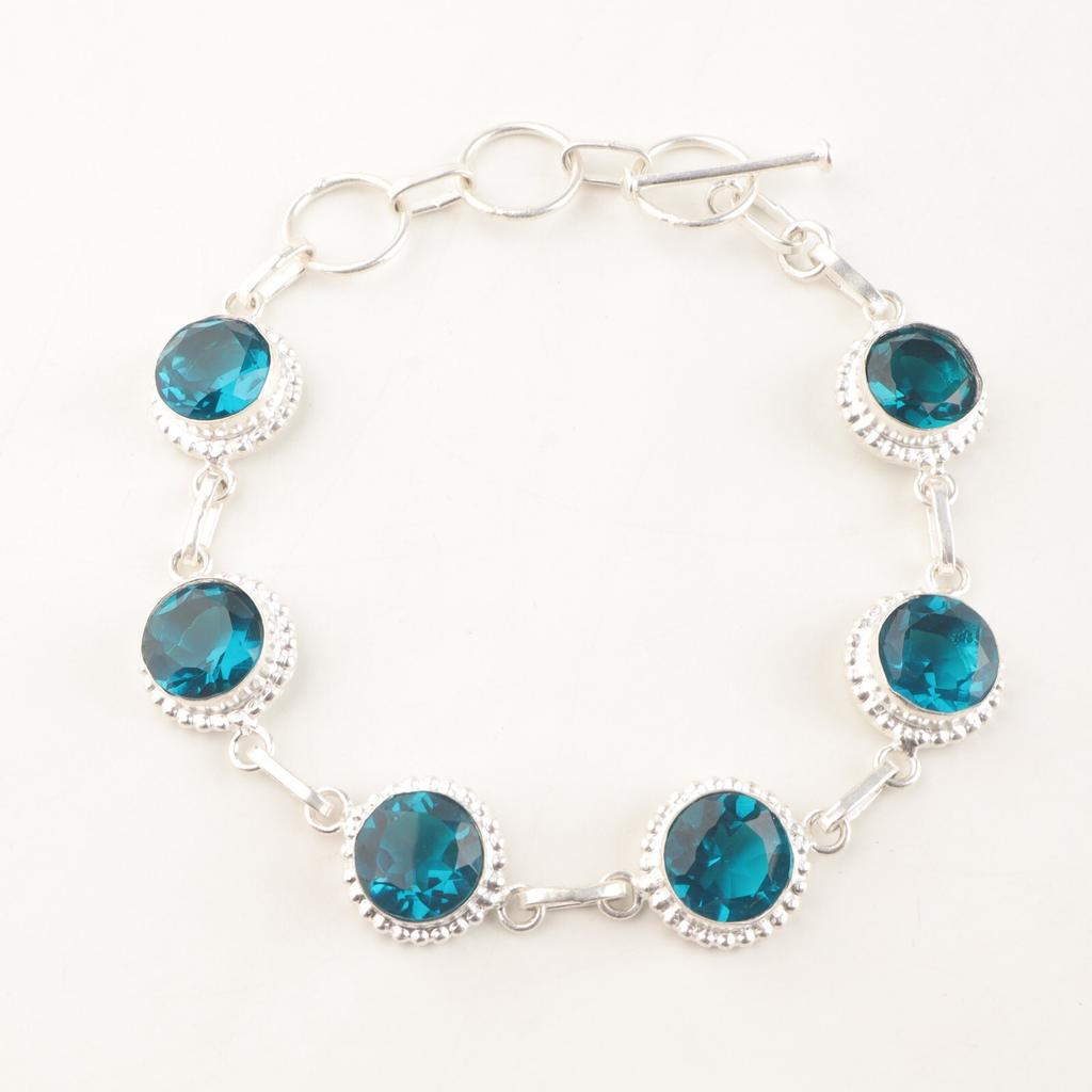 Apatite Gemstone 925 Sterling Silver Gift Jewelry Handmade Bracelet 9" For Gift RB-9-13