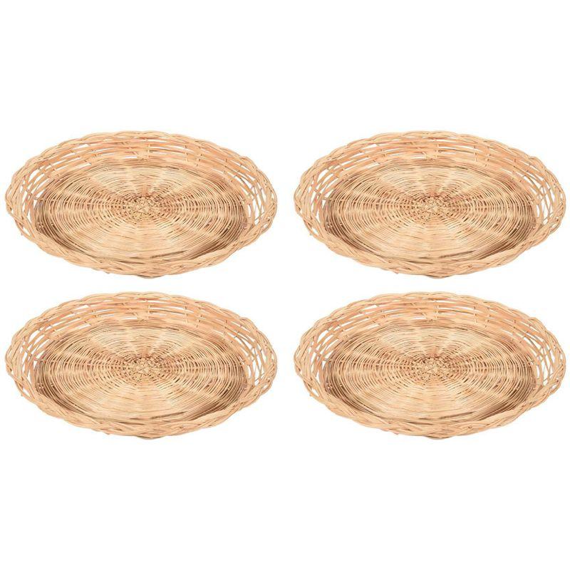 

A84E-16 шт. Держатель для бумажных тарелок из бамбука - Круглый плетеный держатель для тарелок 10 дюймов, Многоразовые держатели для бумажных тарелок для пикника, вечеринки