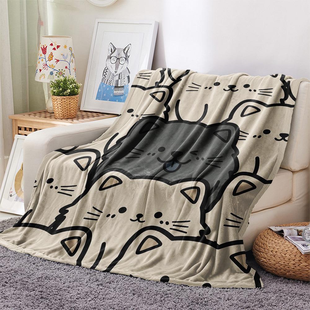 1Pc chow Print Flannel Blanket, High quality Comfortable for All Seasons, Home Decor, Warmth and Comfort, Perfect for Christmas Gifts