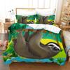 Sloth Duvet Cover Set Arboreal Mammal Sleeping On Branch In Forest Lazy Mood Relaxing Theme Decorative Polyester Bedding Set