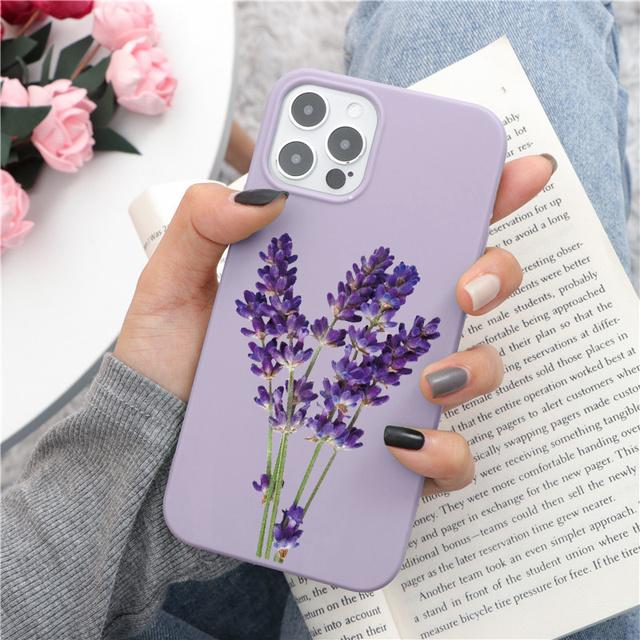 Husă de telefon cu flori de lavandă pentru Iphone Se3 2022 Se2 7 8plus X Xr Xs 11 12 13 14 Pro Max Mini 6 6s Plus Funda moale TPU rezistentă la șocuri