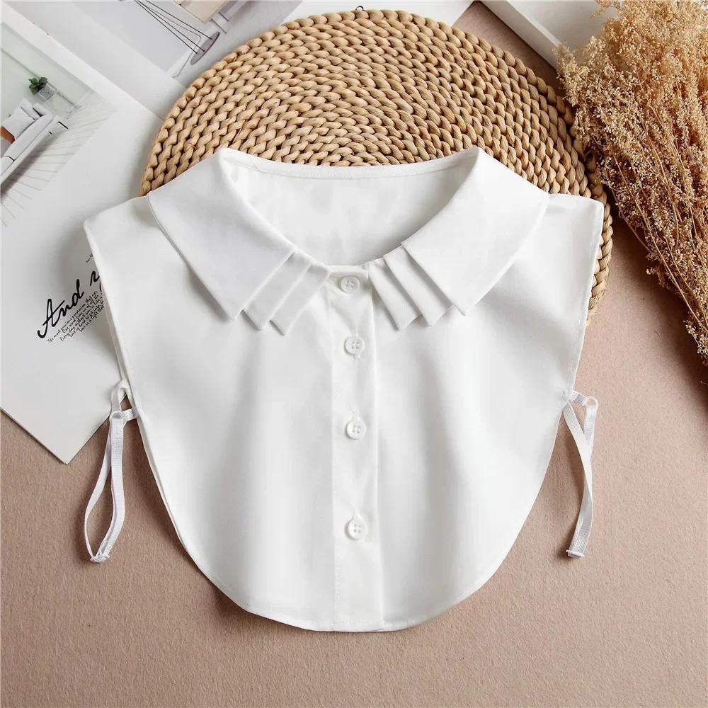 Fashion Front Tie White Fake Collar for Women Stand Detachable Collar Fake Girls Vintage Lace Ladies False Blouse Collar