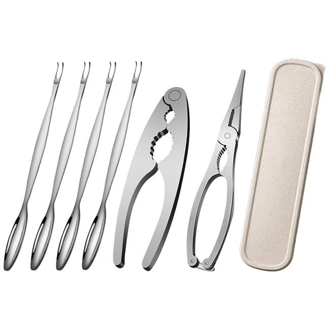 Super Quality 1-7Pcs Seafood Tool Sets, 304 Stainless Steel Lobster Crab Crackers Picks Spoons Set, Nut Crackers