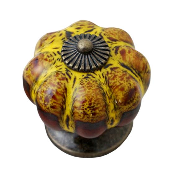 Retro Round Pumpkin Shape Ceramic Drawer Cabinet Wardrobe Door Handle Knob Decor