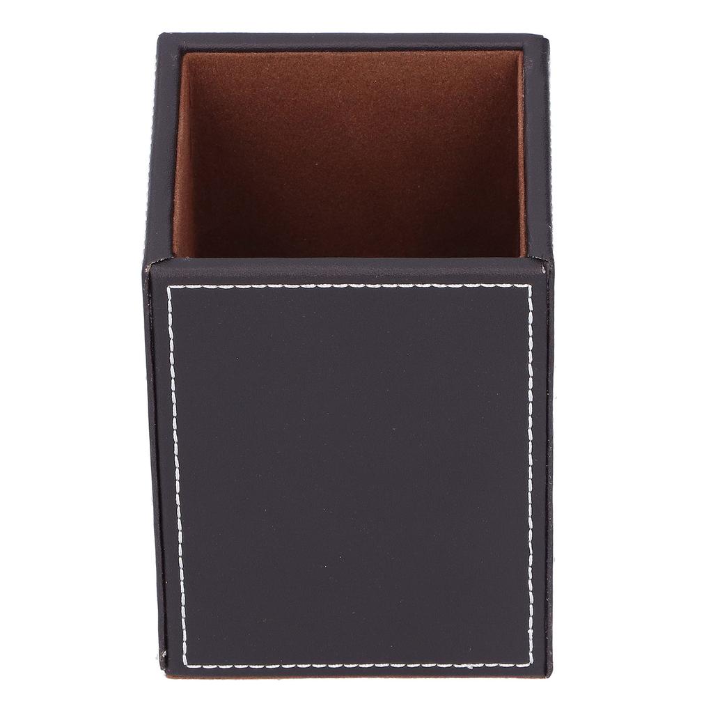 Leather Pens Holder Desktop Stationery Organizer Box Storage Gifts Office Supplies