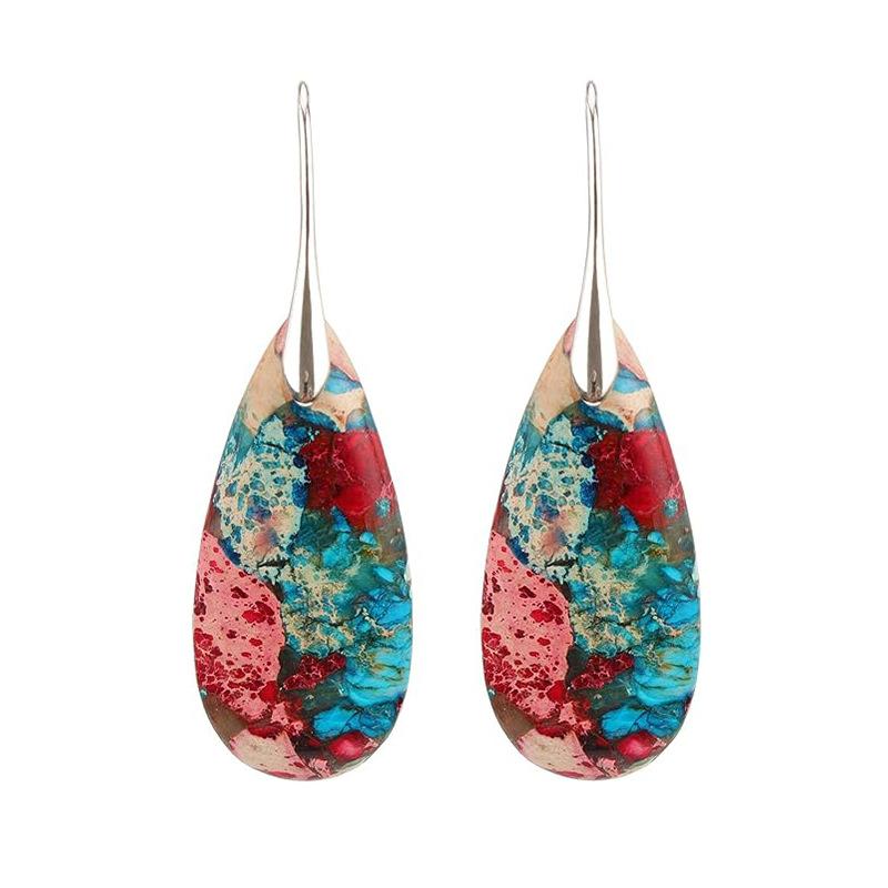 European and American Emperor Stone Droplet Pendant Earrings Natural Stone Jewelry for Women Earrings