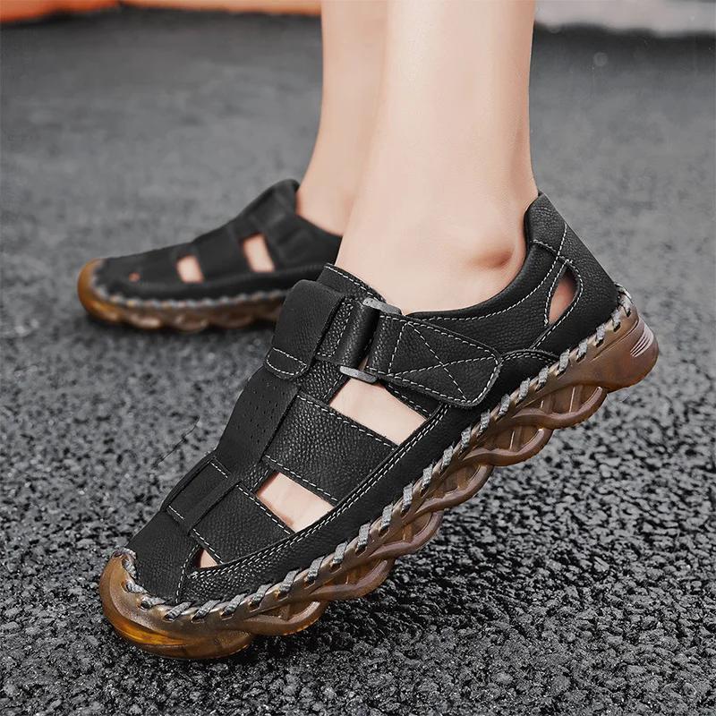 Fashion Stylish Mens Hollow Out Loafers Breathable Men Walking Sandals Handmade Flats Casual Driving Shoe All-match Men's Luxury Sandals