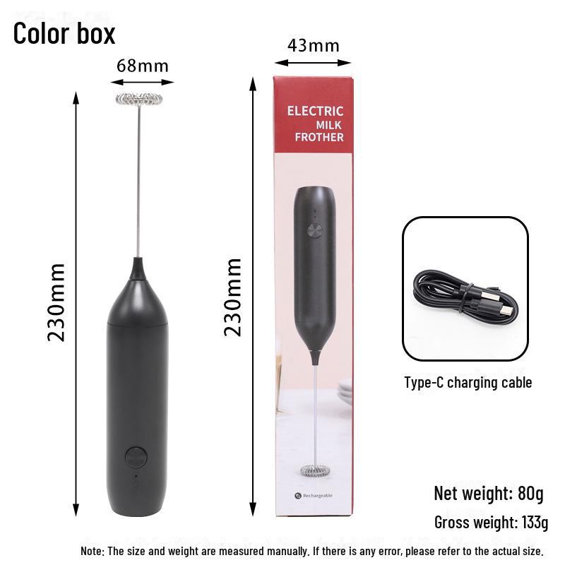 

Беспроводной портативный электрический вспениватель молока для кофе USB Round Head чёрный