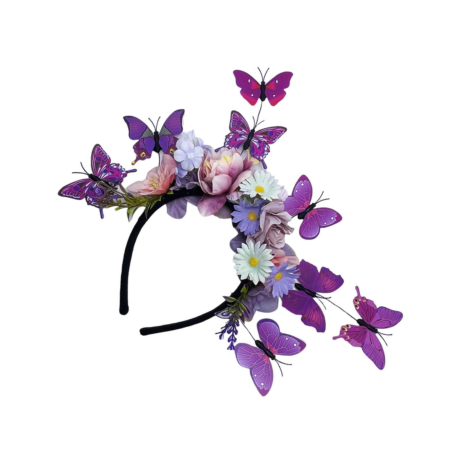 

Adjustable Monarch Butterfly Flower Headpiece Ethnic Mexican Hairhoop For TeaParties Halloween Costume Special Event C4
