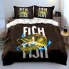 Fishing-Themed Three-Piece Set Soft Comfortable Duvet Cover Bedding Set Included 1*Duvet Cover & 2*Pillowcases, Gift