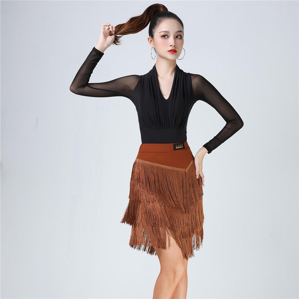 Women's Latin Dance Set: Fringe Skirt and Top for Practice, Competition, or Performance