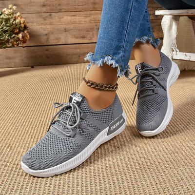 Fashionable and Comfortable Flat Sports Shoes for Spring and Autumn New Round Toe Elegant Mesh Breathable Casual Women's Shoes