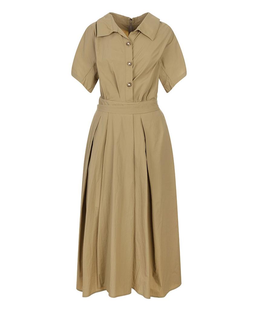 MAREMONTE Collar Design Short Sleeve Dress_M246Mop40S0