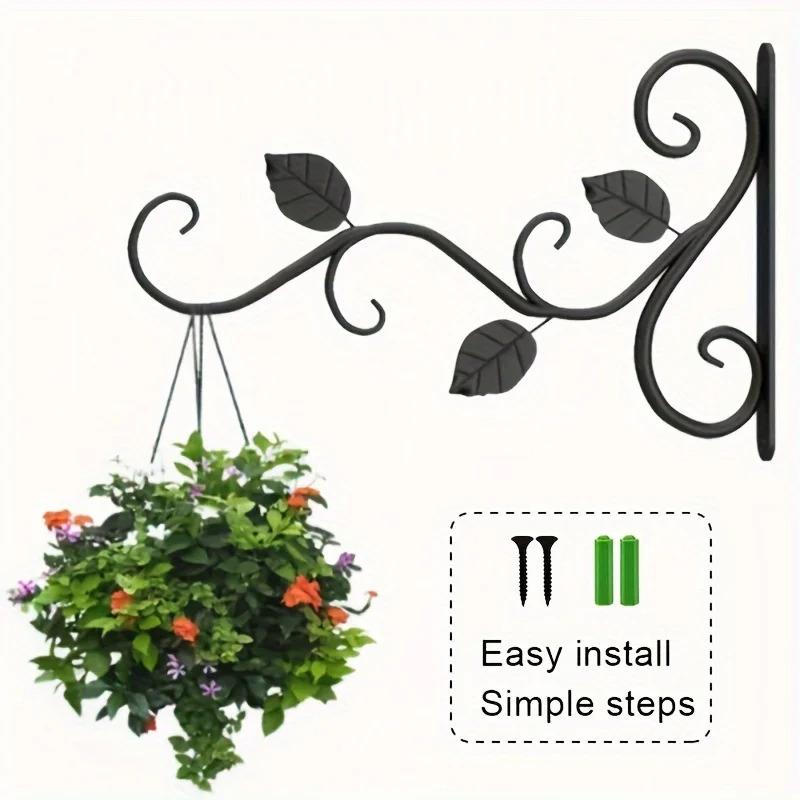 Heavy Duty 2 Pack Hanging Plant Bracket Wall Hook Wall Mount Plant Hangers for Indoor Outdoor Flower Baskets & Bird Feeders