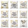 Happy Valentine's Day! Golden Digital Printing Short Plush Pillow Covers for Car Sofa Office Cushion Cover Home Goods