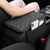 1pc PU Leather Car Armrest Pad with Side Storage Bag, Durable Vehicle Interior Accessory