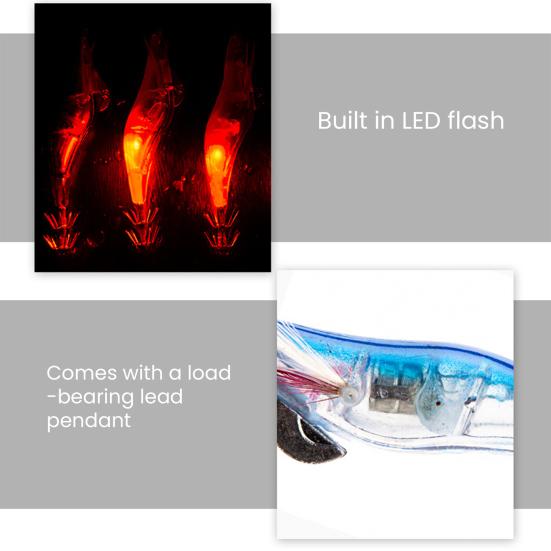 LED Light-up Shrimp Shrimp Squid Waterproof Simulation Lure Lighted Bionic Jig Hook Prawn