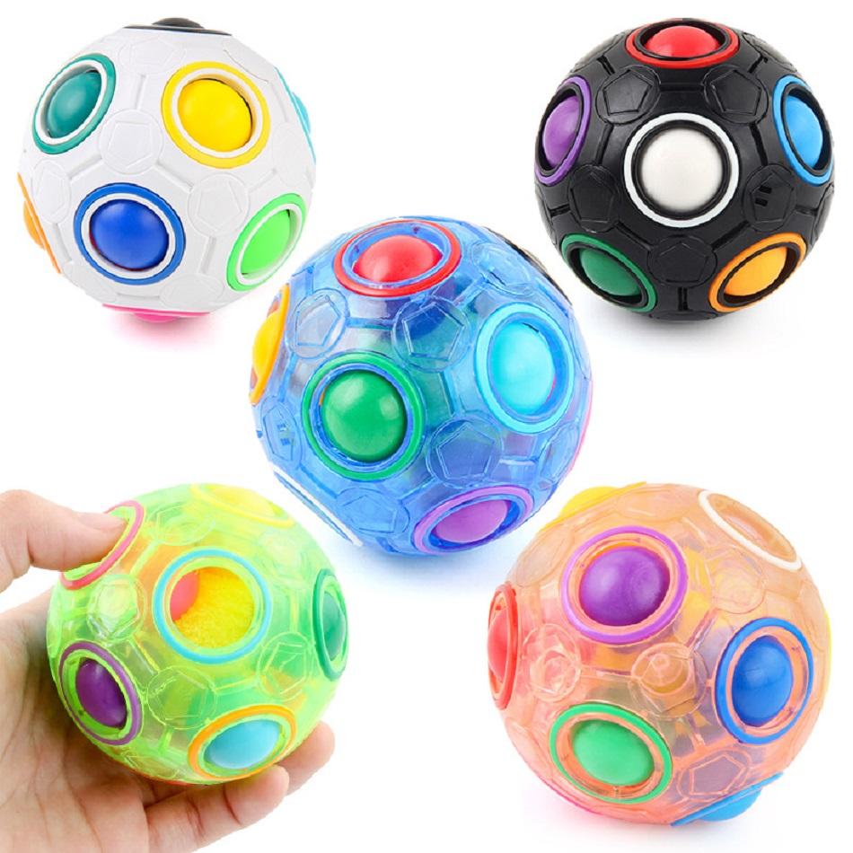 Creative Unique Magic Rainbow Ball Puzzle Relieving Toys 12 Hole Rainbow Ball Press Fun Ball Anti Anxiety Stress Relieving Toys