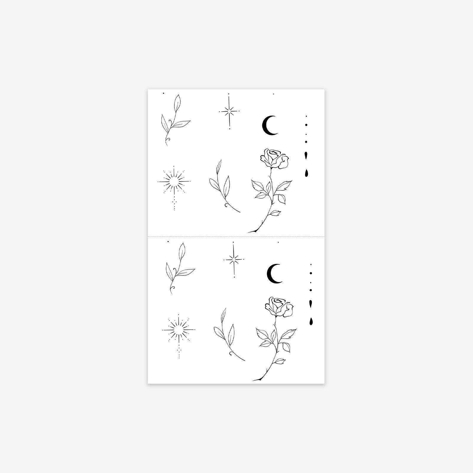 

Herbal Flower Sun Moon Finger Tattoo Sticker Semi-Permanent Personalized Tattoo Sticker Waterproof And Long-Lasting Non-Reflective 9*15