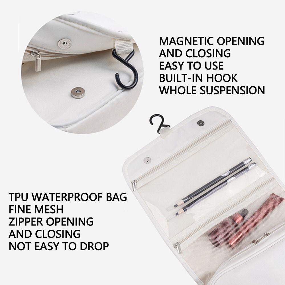 Foldable Hanging Toiletry Bag Portable Bathroom Storage Bag Travel Wash Bag Dry&Wet Separation